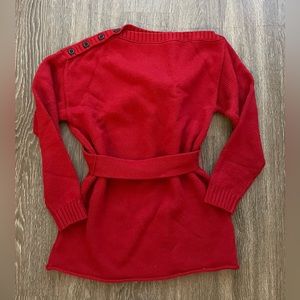Eggie off-the-shoulder red sweater dress